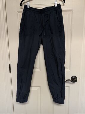 Pact Womens Navy Blue Organic Cotton Stretch Poplin Jogger Pants Medium Pockets